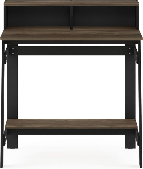 A Frame Computer Desk with Hutch Storage in Columbia Walnut
