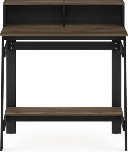 A Frame Computer Desk with Hutch Storage in Columbia Walnut