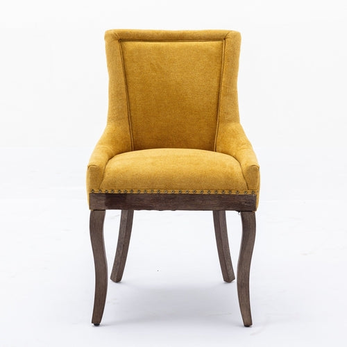 Ultra Side Dining Chair, Thickened Fabric with Solid Wood Legs and