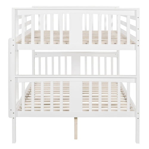 Full over Full Bunk Bed with Ladder for Bedroom, Guest Room Furniture
