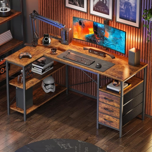 L Shaped Desk 47 Inch With Power Outlets For Home Office