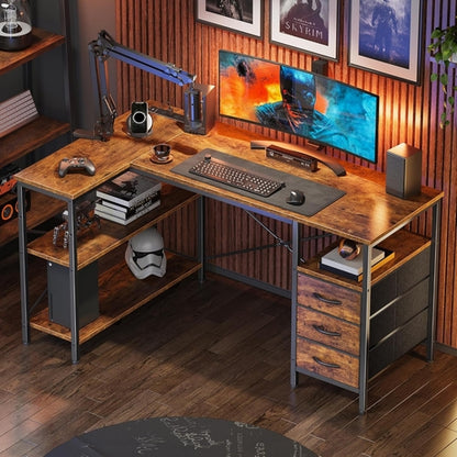 L Shaped Desk 47 Inch With Power Outlets For Home Office