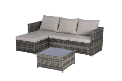 2 Piece Outdoor L-Shaped Wicker Patio Set – Sectional Sofa with