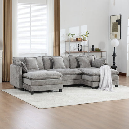 Cloud Sofa Modern Sectional Couch, Double Layer Upholstered Chenille