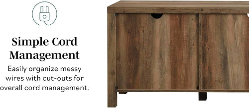 Rustic Oak TV Stand With Double Barn Doors Up To 80 Inch