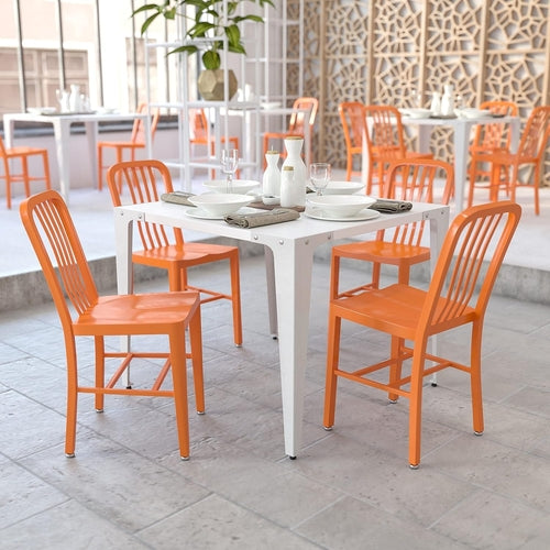Orange Metal Indoor Outdoor Chair 2 Pack Commercial Grade
