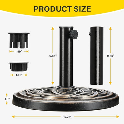 Heavy Duty 24 Pound Bronze Umbrella Base Patio Garden Stand For