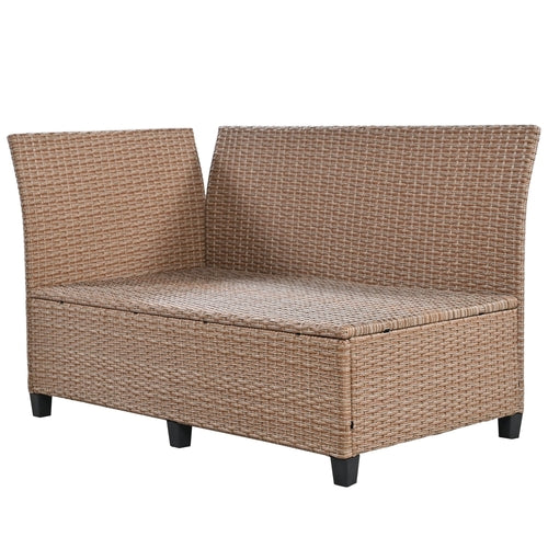 5-Piece Outdoor Patio Rattan Sofa Set, Sectional PE Wicker L-Shaped