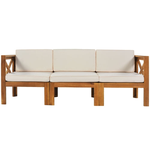 Outdoor Backyard Patio Wood 5-Piece Sectional Sofa Seating Group Set