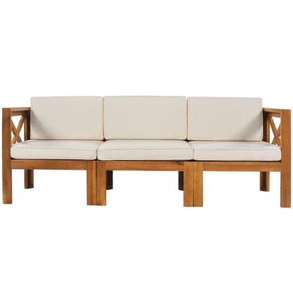Outdoor Backyard Patio Wood 5-Piece Sectional Sofa Seating Group Set