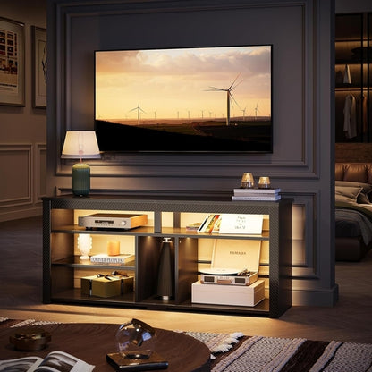 LED Tall TV Stand, Entertainment Center for 55/60/65 Inch TV, Gaming