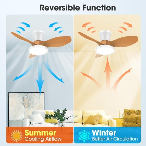 Quiet 32 Inch Ceiling Fan With LED Light Energy Efficient