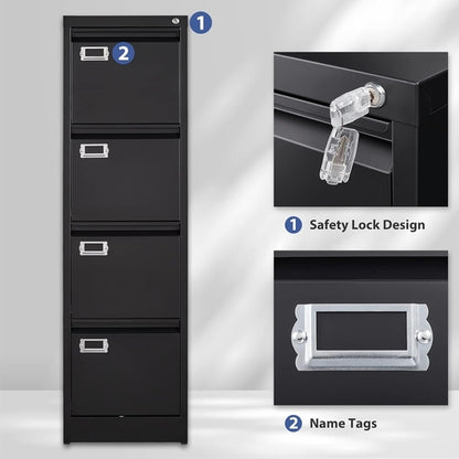 Locking 4 Drawer Vertical File Cabinet For Office Use