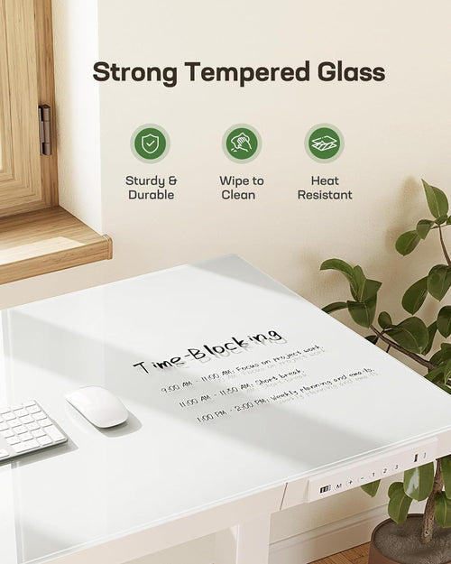 Glass Standing Desk 48x24 Height Adjustable For Home Office