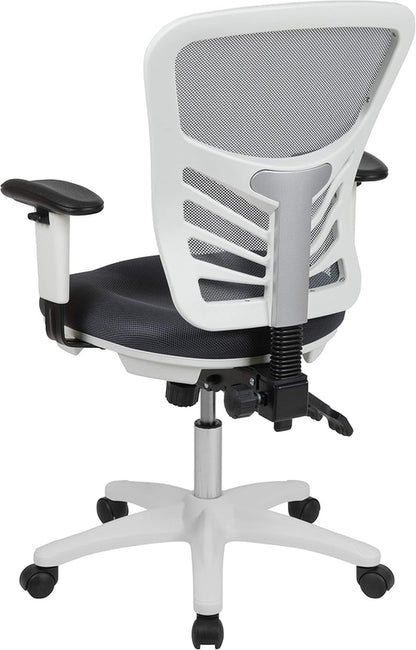 Nicholas Gray And White Mesh Mid Back Swivel Office Chair With