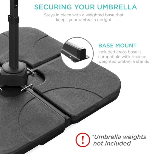 10 Ft Solar LED Cantilever Patio Umbrella With 360 Degree Rotation And
