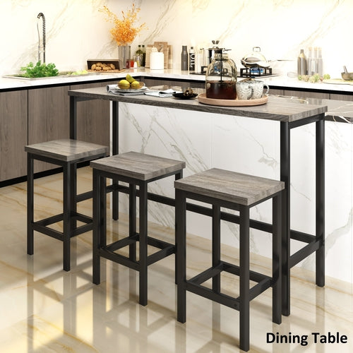 Counter Height Extra Long Dining Table Set with 3 Stools Pub Kitchen