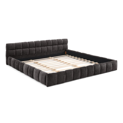 Upholstered Bed Frame with Thick Chenille Fabric, Grounded Platform