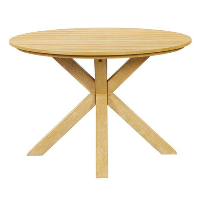 5-Piece Outdoor Acacia Wood Round Dining Set, Solid Wood Patio Table