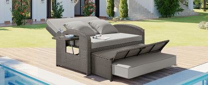 Outdoor Chaise Lounge Rattan White with Adjustable Design for Patio,