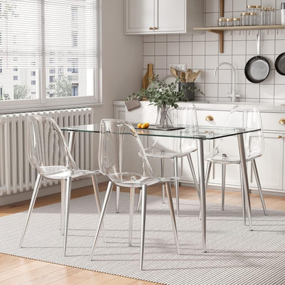 Clear Acrylic Dining Chairs Set Of 4 With Metal Legs