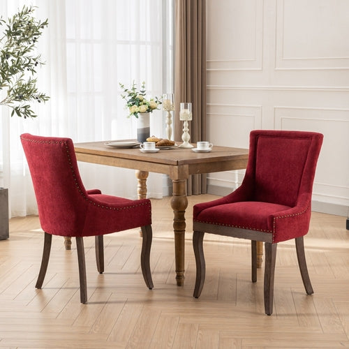 Ultra Side Dining Chair, Thickened Fabric with Solid Wood Legs and