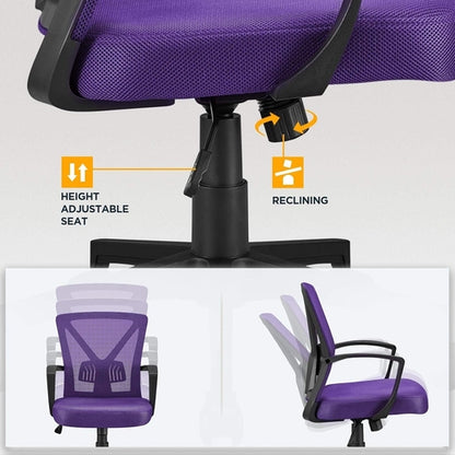 Ergonomic Purple Mesh Office Desk Chair With Lumbar Support