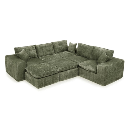 Modern Boucle L-Shaped Sectional Sofa with Two Moveable Ottomans,