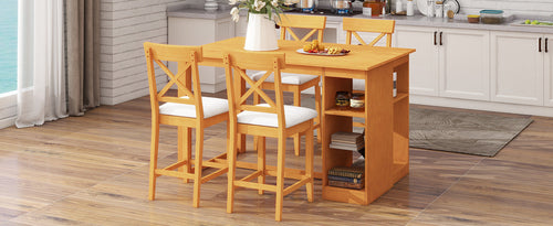 60'Lx30'W Solid Wood Farmhouse Counter Height Dining Table Set with