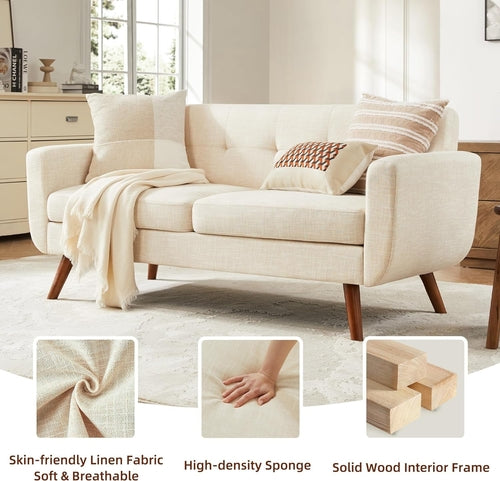 Modern Compact Beige Loveseat For Small Living Rooms