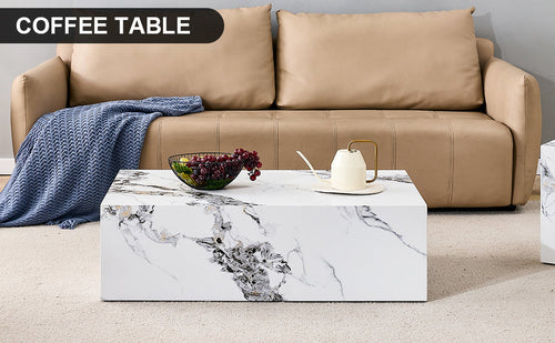 Modern Coffee Table – 39.3" Rectangular Accent Table with Textured