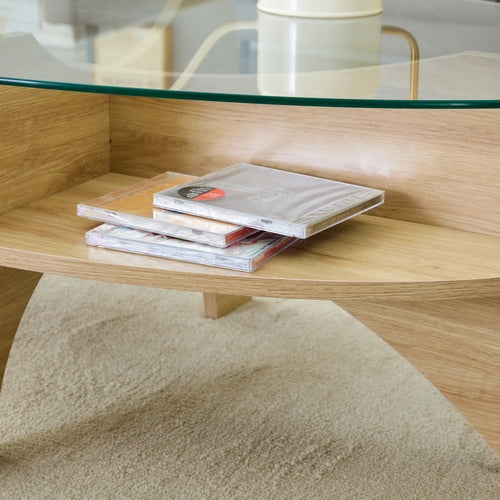 Oval Glass Coffee Table – 41.3" Modern Tempered Glass Table,