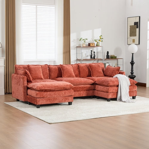 Cloud Sofa Modern Sectional Couch, Double Layer Upholstered Chenille