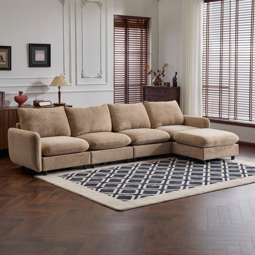 Modular Velvet Sectional Sofa Corner Chair – Convertible Upholstered