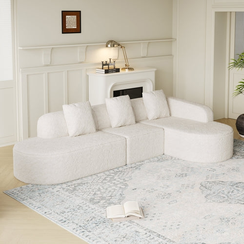 111.8-inch L-shaped Curved Modular Sofa, Modern Design Featuring