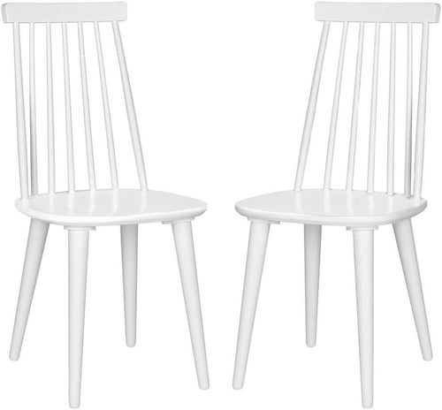 White Farmhouse Spindle Dining Chair Set Of 2 For Kitchen