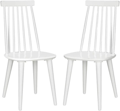 White Farmhouse Spindle Dining Chair Set Of 2 For Kitchen
