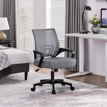 Dark Grey Ergonomic Mesh Office Chair With Lumbar Support Mid Back