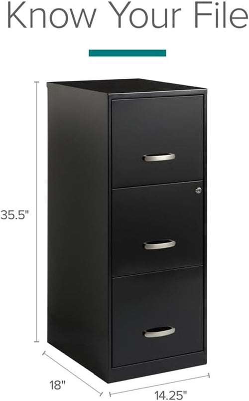 Cooper 3-Drawer Letter File Cabinet Black for Office