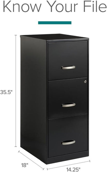 Cooper 3-Drawer Letter File Cabinet Black for Office