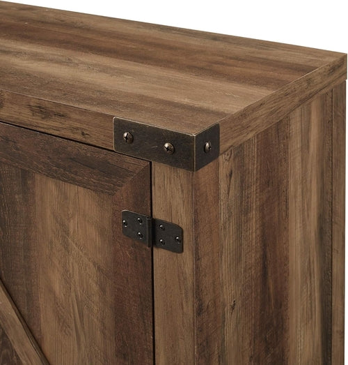 Rustic Oak TV Stand With Double Barn Doors Up To 80 Inch