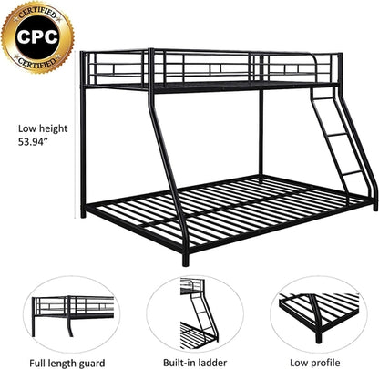 Heavy Duty Twin Over Full Metal Floor Bunk Bed With Ladder