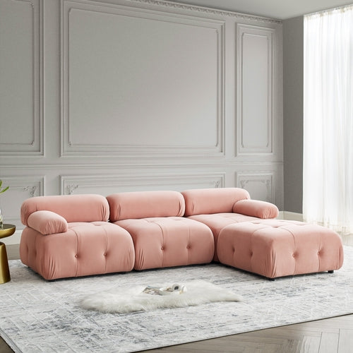 Modular Sectional Sofa, Button Tufted Design with DIY L-Shaped Layout,