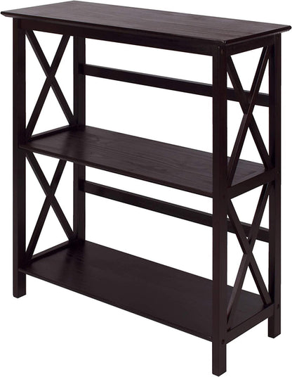 Three-Shelf Solid Wood Bookcase For Home Office Storage