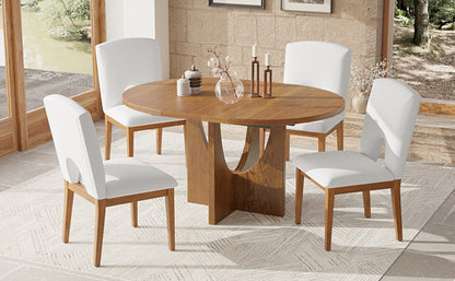 Modern 5-Piece Extendable Round Dining Table Set with 16.2inch