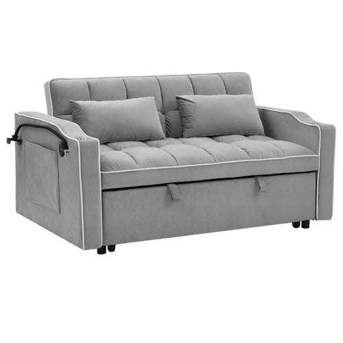 55.51 Inch Versatile Foldable Sofa Bed In 3 Lengths, Modern Sofa Sofa