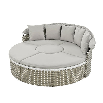 Patio Furniture Round Outdoor Sectional Sofa Set Rattan Daybed