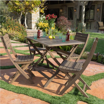 5-Piece Acacia Wood Foldable Outdoor Patio Dining Set