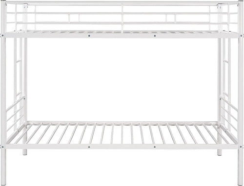 Twin Over Twin Metal Bunk Bed With 2 Ladders White