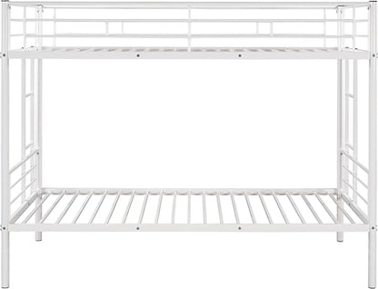 Twin Over Twin Metal Bunk Bed With 2 Ladders White